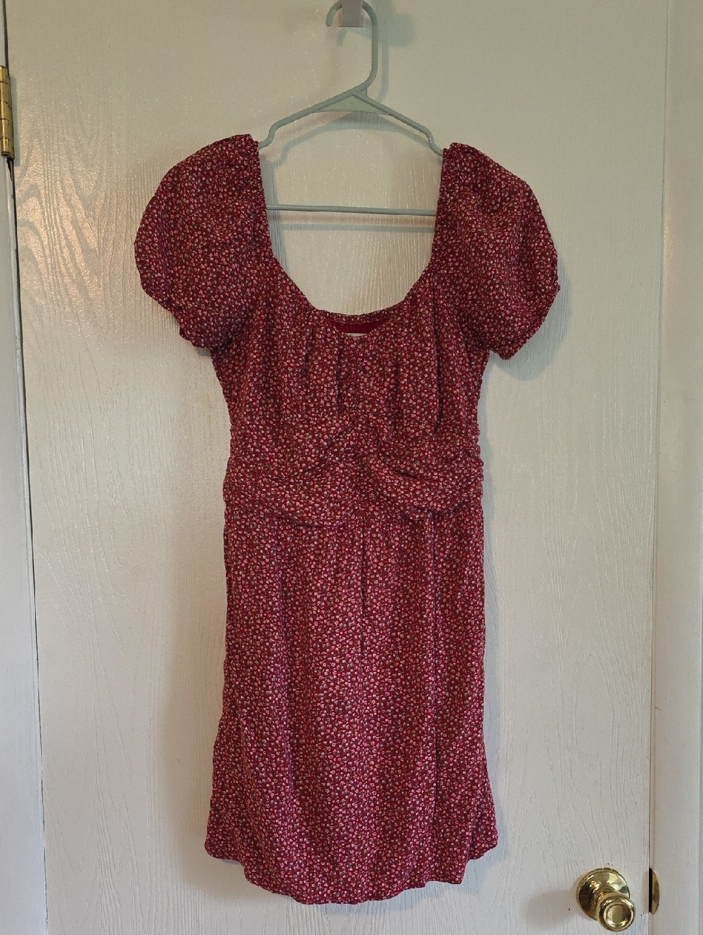 Hollister Red Floral Puff-Sleeve Mini Dress